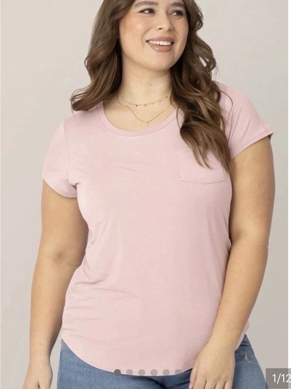 Kindred Bravely nursing Everyday Pocket Tee - dusty Pink & grey